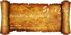 Szitás Árpád névjegykártya